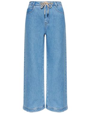 Munthe Obey Drawstring Wide-Leg Jeans - Blue