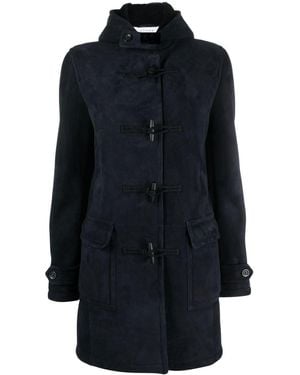 Liska Faux-Fur Lined Suede Duffle Coat - Blue