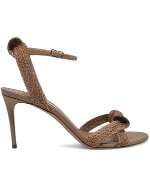 Casadei Julia Mariposa Braided Bow-Detail Sandals - White