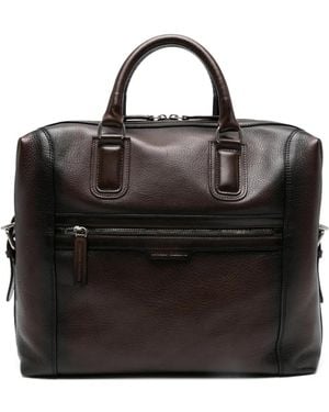 Officine Creative "Jules 007" Leather Briefcase Bag - Black