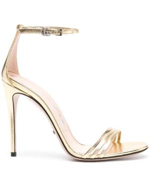 Gucci メタリックレザー サンダル
