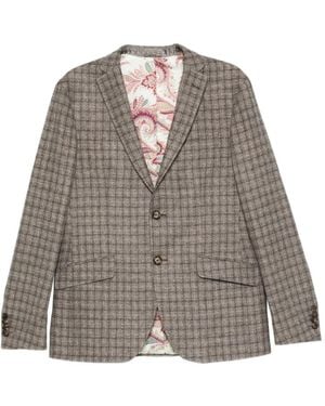 Etro Checked Paisley-Lined Blazer - Grey