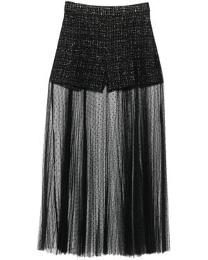 Twinset Bouclé Tulle-Overlay Short - Black