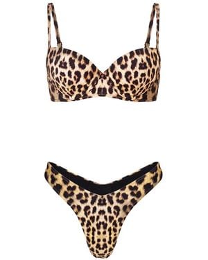 Noire Swimwear Bikini À Motif Léopard - White