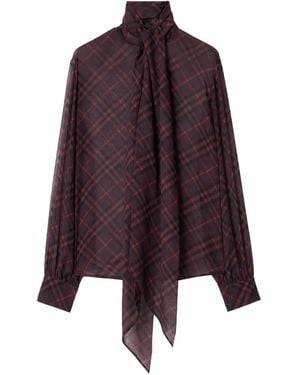 Burberry Check-Pattern Blouse - Purple