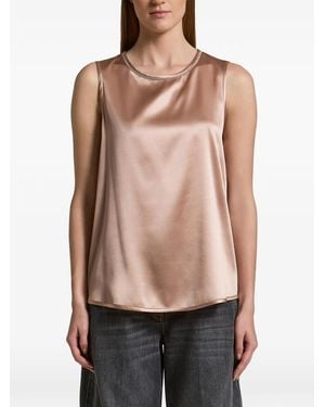 Peserico Beaded-Trim Sleeveless Top - Pink