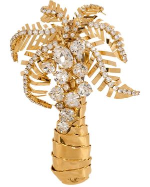 Balmain Palm Tree Crystal-Embellished Brooch - Metallic