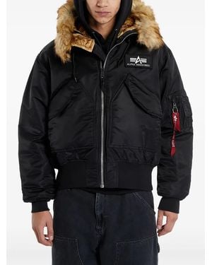 Alpha Industries Faux Fur Bomber Jacket - Black
