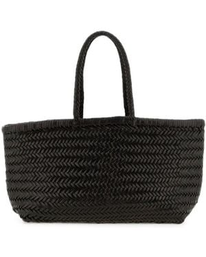 Dragon Diffusion Big Bamboo Triple Jump Woven Leather Shoulder Bag - Black