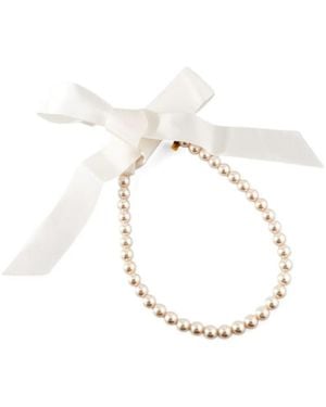 Moschino Collana Con Perle E Fiocco - Bianco