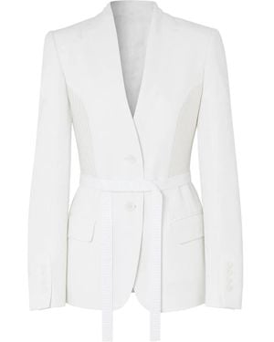 Burberry Single-Breasted Belted Blazer - White