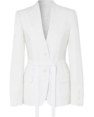 Burberry Single-Breasted Belted Blazer - White