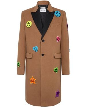 Philipp Plein Multi-Patch Single-Breasted Coat - Brown