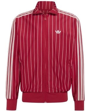 adidas Firebird Pinstripe-Print Track Jacket - Red