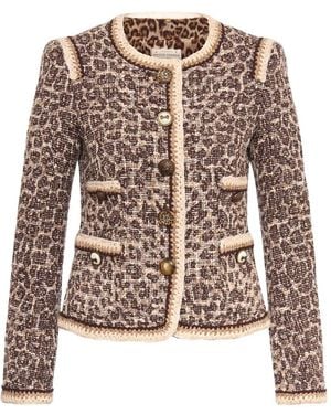 Maison Common Leo Animal-Print Tweed Jacket - White