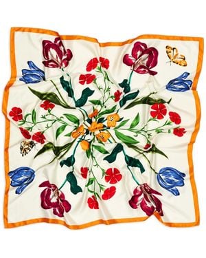 Bimba Y Lola Botanical-Flower Scarf - Blue