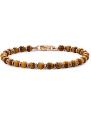 David Yurman 18K Rose Spiritual Beads Tiger Eye And Diamond Bracelet - White