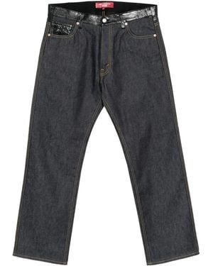Junya Watanabe Leather-Patch Jeans - Grey