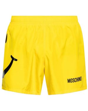 Moschino X Smiley Logo-Print Swim Shorts - Yellow