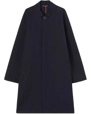 RETORI Wrinkled-Effect Packable Trench Coat - Blue