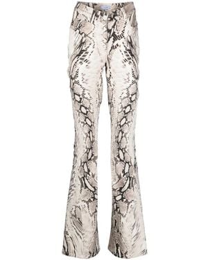 Mugler Snakeskin-Effect Flared Trousers - White