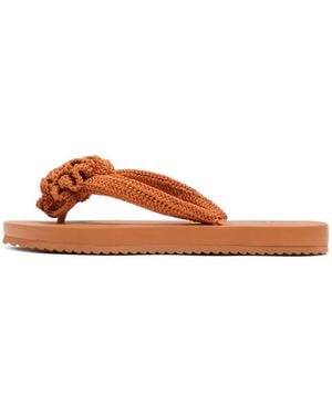 Bimba Y Lola Crochet Flower Flip-Flops - Brown