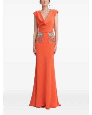 Gemy Maalouf Cowl-Neckline Dress - Red