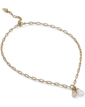 Guess Pearl-Pendant Cable-Link Necklace - Metallic