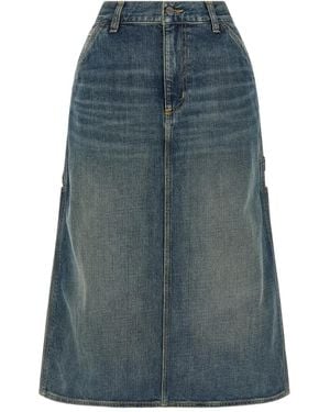 Carhartt Contrast-Stitching Denim Skirt - Blue