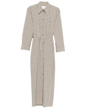 Nanushka Robe-Chemise Longue À Carreaux - Blanc