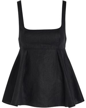Faithfull the Brand Ellie Linen Top - Black