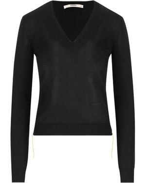 Fendi V-Neck Cashmere-Blend Sweater - Black