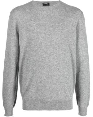 ZEGNA Kaschmirpullover Mit Rundhalsausschnitt - Grau