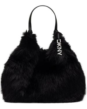 DKNY Large Paula Faux-Fur Tote Bag - Black