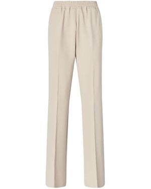 Pinko Elasticated-Waist Pressed-Crease Pants - Natural