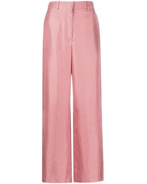 Lanvin Geometric Print Silk Wide-Leg Trousers - Pink
