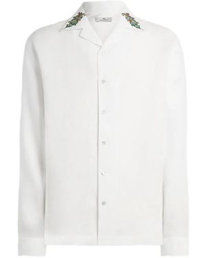Etro Embroidered-Collar Shirt - White