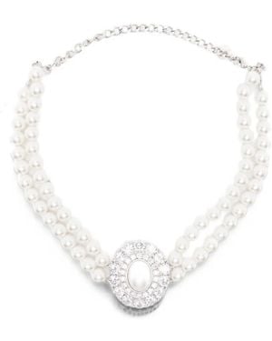 Self-Portrait Pearl Crystal-Embellished Choker - White