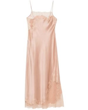 Carine Gilson Lace-Trim Satin Nightdress - White