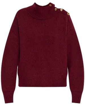 Kate Spade High-Neck Shoulder-Detail Sweater - Red