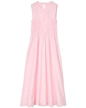 Cecilie Bahnsen Christy Smocked-Waist Flared Maxi Dress - Pink