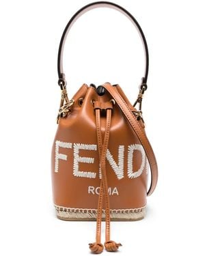 Fendi Small Mon Tresor Leather Bucket Bag - Brown