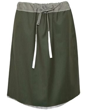 SONIA CARRASCO Drawstring-Waistband Panelled Mini Skirt - Green