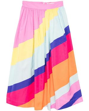 Mira Mikati Striped Pleated Maxi Skirt - Pink