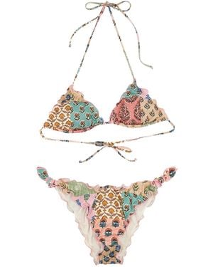 Mc2 Saint Barth Gerüschter Sarius Patchwork-Bikini - Mettallic