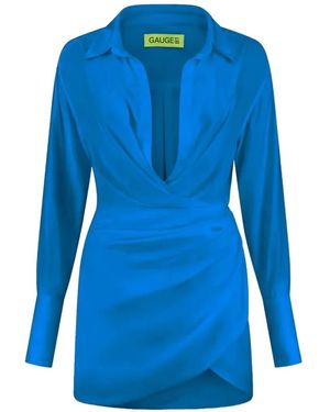 GAUGE81 Naha Wrap-Style Mini Dress - Blue