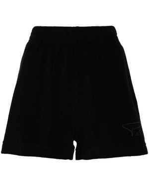 Patou Logo-Embroidered Terry Shorts - Black