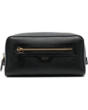 Tom Ford Trousse De Toilette En Cuir Grainé À Logo Imprimé - Noir