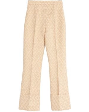 Valentino Garavani Toute La V Lurex Jacquard Trousers - Natural