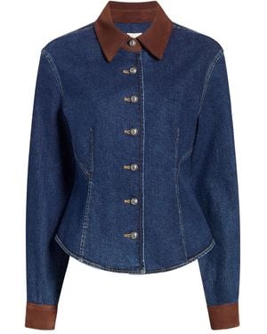 Cinq À Sept Combo Autum Suède Blouse Met Knopen - Blauw